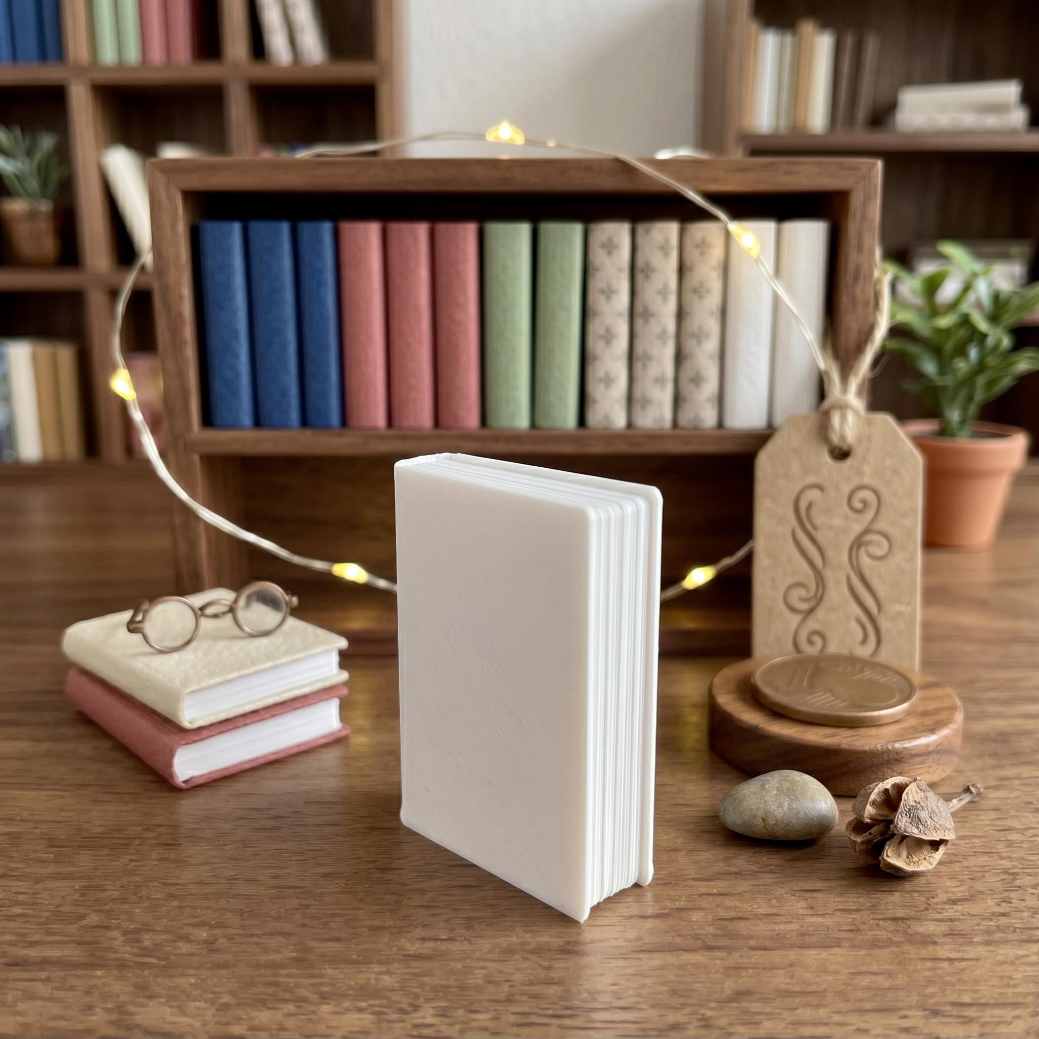 Anxiety Bookshelf Miniatur Buch Rohling mit optisch und haptisch realistisch wirkenden Seiten ohne Cover für eigenes Design 3D Druck Blanks als STL und 3MF Dateien zum Download